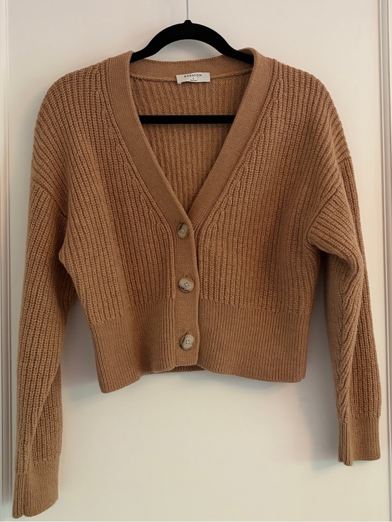 Babaton Sweaters - Babaton Cropped V-Neck Cardigan in Camel